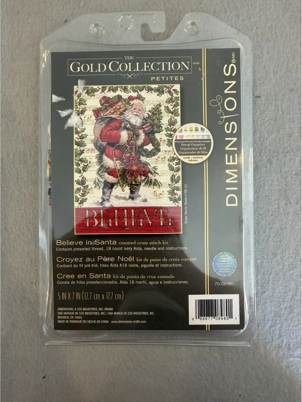 Dimensions Gold Collection Petites Counted Cross Stitch Kit Believe In Santa New